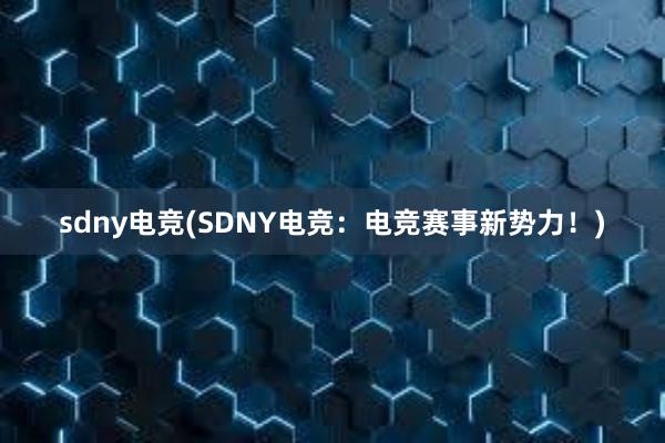 sdny电竞(SDNY电竞：电竞赛事新势力！)