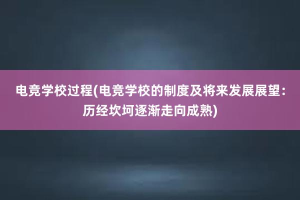 电竞学校过程(电竞学校的制度及将来发展展望：历经坎坷逐渐走向成熟)