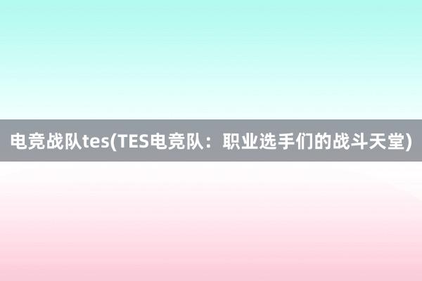 电竞战队tes(TES电竞队：职业选手们的战斗天堂)