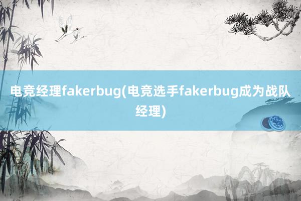 电竞经理fakerbug(电竞选手fakerbug成为战队经理)