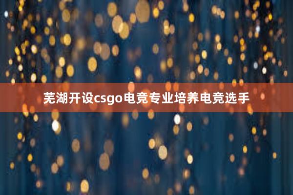 芜湖开设csgo电竞专业培养电竞选手