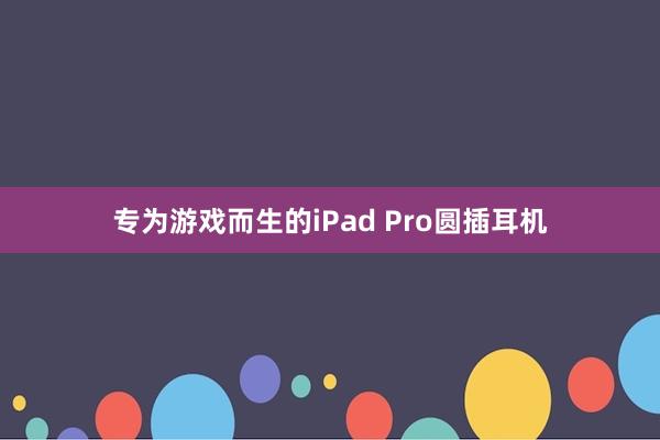 专为游戏而生的iPad Pro圆插耳机