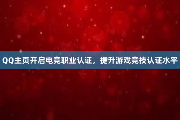 QQ主页开启电竞职业认证，提升游戏竞技认证水平