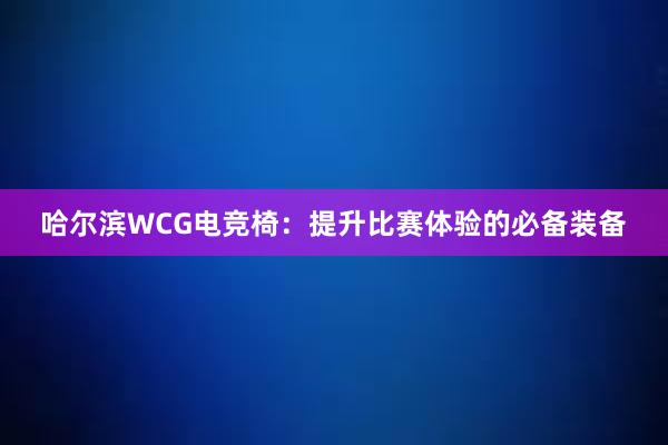 哈尔滨WCG电竞椅：提升比赛体验的必备装备