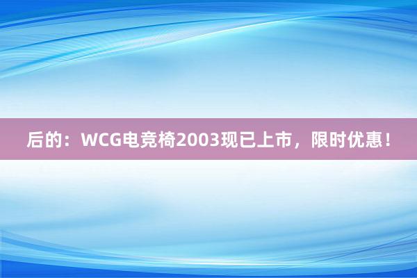 后的：WCG电竞椅2003现已上市，限时优惠！