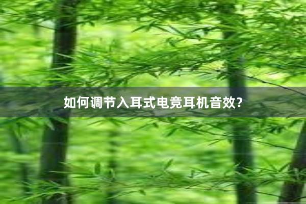 如何调节入耳式电竞耳机音效？