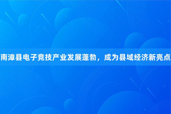 南漳县电子竞技产业发展蓬勃，成为县域经济新亮点