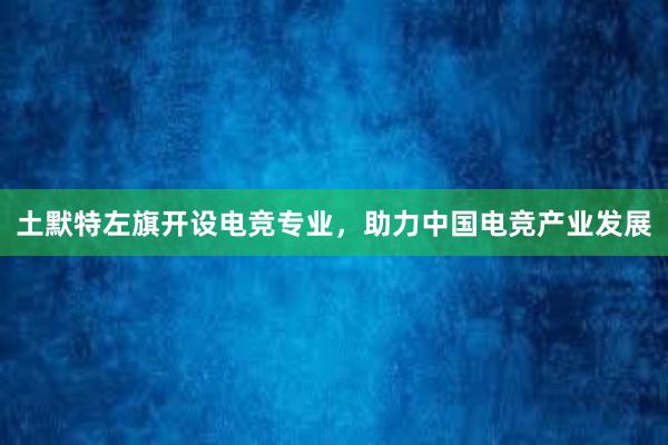 土默特左旗开设电竞专业，助力中国电竞产业发展