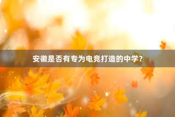 安徽是否有专为电竞打造的中学？