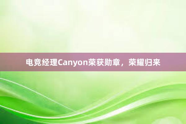 电竞经理Canyon荣获勋章，荣耀归来