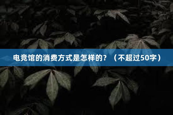 电竞馆的消费方式是怎样的？（不超过50字）