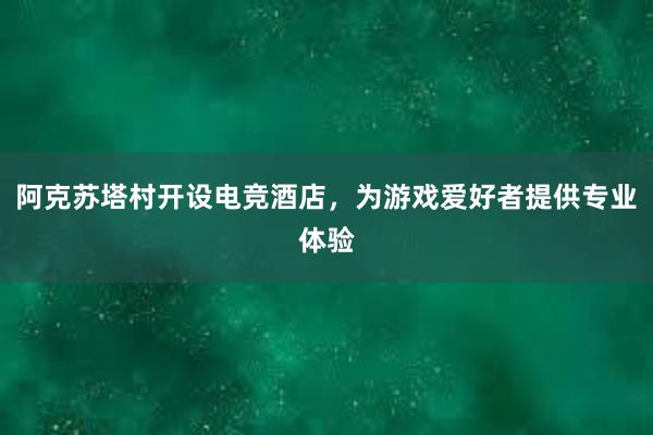 阿克苏塔村开设电竞酒店，为游戏爱好者提供专业体验